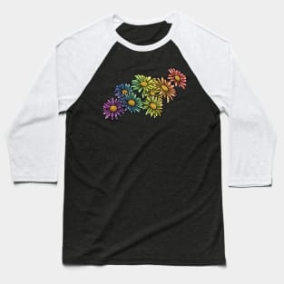 Rainbow Daisies Baseball T-Shirt